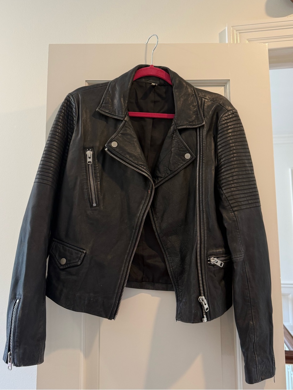 Topshop Black Leather Moto Jacket